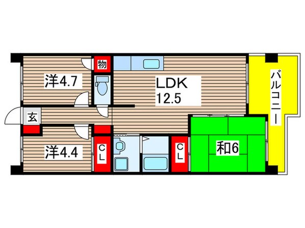 ハ－ゲンベルク立花の物件間取画像